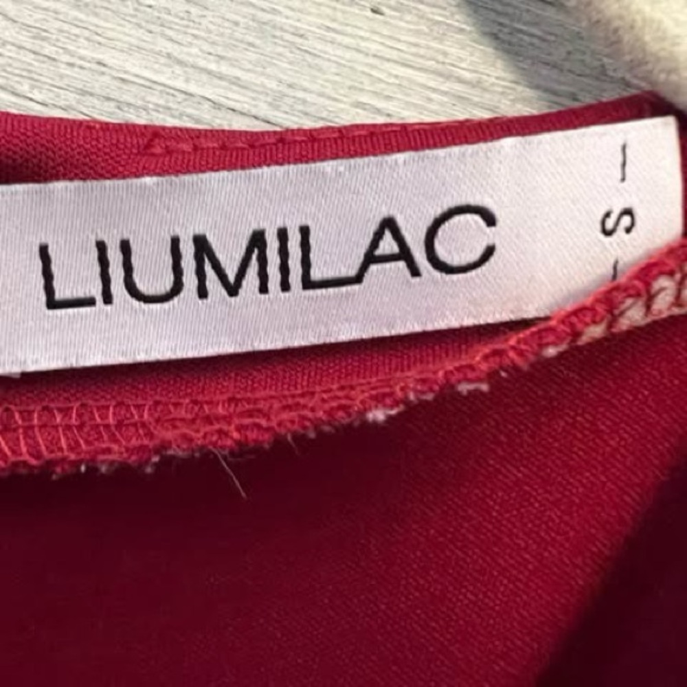 LIUMILAC Red V Neck Fit and Flare Dress Small Like New - Picture 3 of 10